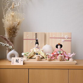 雛人形 コンパクト ひな人形 親王飾り 小芥子親王 かわいい ひな人形 小さい 横幅42cm ひのき台屏風 ピンク 白 パステルカラー お祝い 初節句 ひな祭り 桃の節句