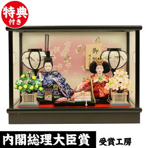 雛人形 ひな人形 おしゃれ ケース飾り コンパクト 人形工房天祥 限定オリジナル ケース飾入り 親王飾り 衣装着ひな人形 京舞雛 (ガラスケース) 特選