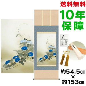 掛け軸 掛軸 床の間 モダン 和風 尺五 朝顔 小林古径 洛彩緞子本表装 約54.5 153cm 新絹本 表装品質10年間保証 収納箱 防虫香 風鎮 付き 父の日 敬老の日 プレゼント巨匠 複製画 タペストリー か