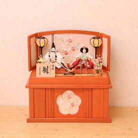 雛人形 宮びやか ぷり姫 小三五親王 白・白 金彩刺繍 二曲屏風 手描き桜金 黒