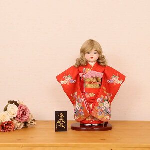 市松人形 齊藤公司作 13号 金彩友禅 13d-73a-blue 雛人形 ひな人形 初節句 お祝い