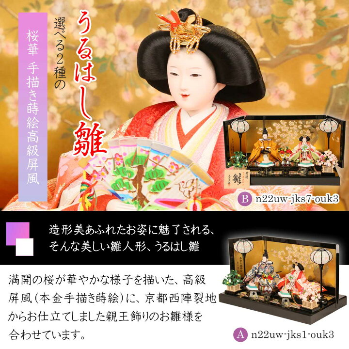 楽天市場】雛人形 ひな人形 コンパクト 親王飾り三五親王 うるはし雛 
