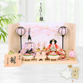 雛人形 ひな人形 ぷり姫 コンパクト 親王飾り 小三五親王 うるはし雛シリーズ 桜和紙三曲屏風 桜フレーム 初節句 お祝い 桃の節句 ひな祭り