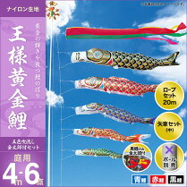 王様黄金鯉(五色吹流し)金太郎付き-4m-3匹6点セット
