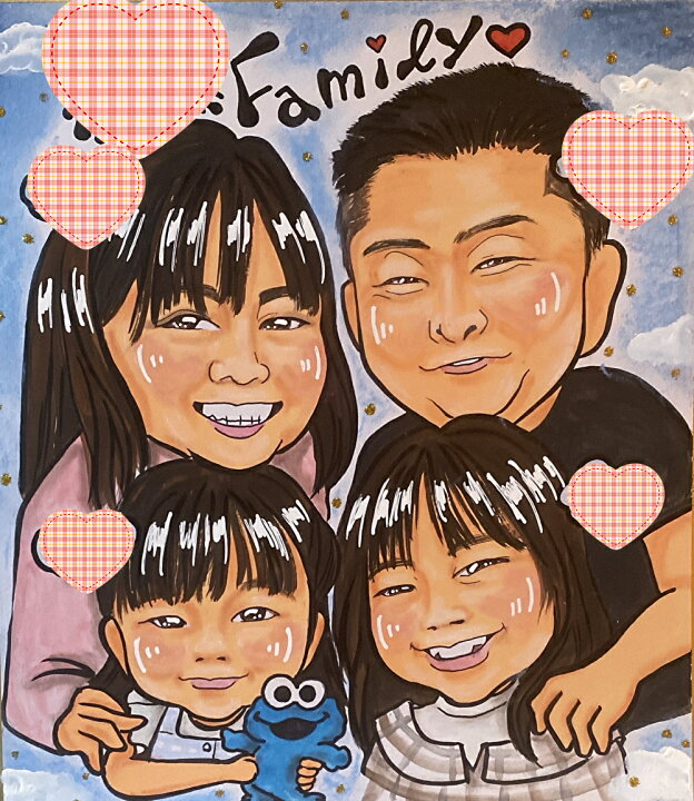 楽天市場】家族似顔絵色紙直書き 2名まで3500円 似顔絵、プレゼント  