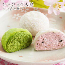季節限定【とろける生大福 ＜抹茶＆さくら＞ 10個入】春だけのお楽しみ！お茶会気分でどうぞ／桜スイーツ／SAKURA／お花見／内祝／母の日／サクラ咲く/ホワイトデー