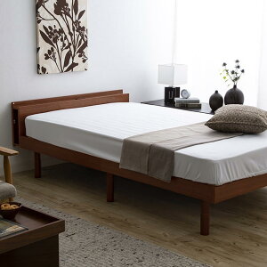 アイリスプラザ ベッド ベッドフレーム 棚付き 2口コンセント ブックシェルフ付 3段階 高さ調整 すのこベッド シングル ブラウン TKSB-S