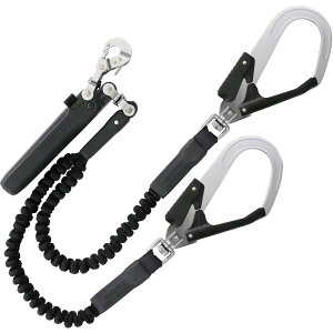 タジマ 新規格安全帯 ハーネス用蛇腹式ダブルランヤード 伸縮性のある蛇腹式ロープで不使用時は短くなる より戻し付き硬質焼入ゲートスチールフックL2 ランヤード長150cm ランヤード上分岐