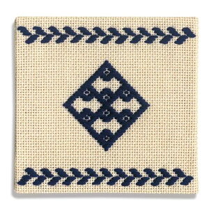 オリムパス製絲 こぎん刺製作キット コースター(紺)20