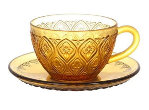 _g(Dulton) H OXJbv\[T[ tBI[ Ao[ 160ml GLASS CUP  SAUCER ffFIOREff AMBER A615-818BR
