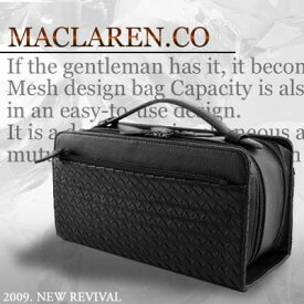 セカンドバッグ メンズ ブランド ダブルファスナー 合皮 ボックスタイプ ブラック MACLAREN an-2046 正規品