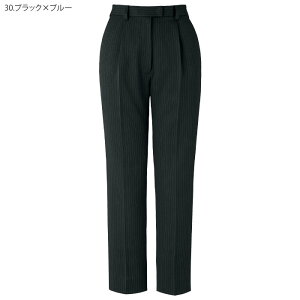 事務服 テーパードパンツ ストライプ ウエスト後ゴム AP6254 股下65cm 裾上げ済 レディース 制服 ユニフォーム ボンマックス 5号-15号