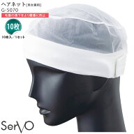 ヘアネット 10枚入 食品工場 G-5070 男女兼用 毛髪落下防止 制服 ユニフォーム SerVo
