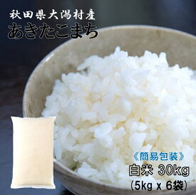 あきたこまち 白米30kg（5kg×6袋）【農家直送】秋田県大潟村産 2025年産 特別栽培米 あきたこまち 簡易袋 《送料無料》