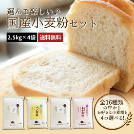 選んで楽しい♪国産小麦粉セット 2.5kg×4袋(10kg) 送料無料 強力粉 薄力粉 中力粉 強力小麦粉 パン用小麦粉 手ごねパン ホームベーカリー うどん粉 クッキー 手作り 国産