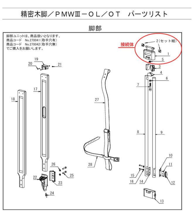 楽天市場】精密木製三脚パーツ販売 PMW3-OL用接続体接続体702070MRマイ 