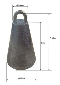ガラス繊維レッドロープ/おもり　3.2kg　RR-3河川　流量観測　測量用品　検縄　目盛付　MYZOX　水位計　水深計（RR-3）