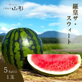 【予約開始 7月下旬以降順次発送予定】羅皇ザ・スウィート スイカ 中玉 山形県産 村山 5kg以上 ギフト お中元 贈答用 山形 すいか