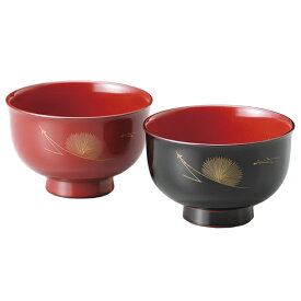 夫婦椀 お椀 日本製 ペア 結婚祝い あさごはん 味噌汁 越前漆器 うるし 艶 上品 器 定番 持ちやすい シンプル 漆器 漆塗 手塗 高級 おすすめ 松葉沈金 羽反汁椀 ペア 朱・黒 11-04302