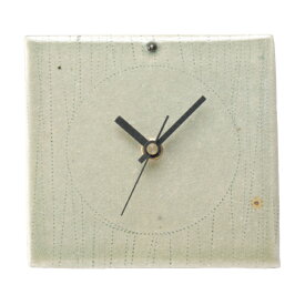 時計 置時計 草原 G5-0504 信楽焼 時計 Clock 四角 正方形 焼物 人気
