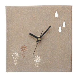 時計 置時計 花畑 G5-0512 信楽焼 時計 置時計 Clock 四角 正方形 焼物 人気