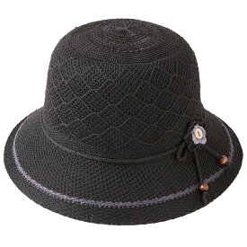 レディース ハット 帽子 花 蒸れにくい 手編み風 手洗いOK 蒸れにくい 婦人用クロッシェ帽子 ブラック