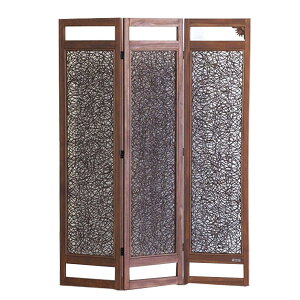 籐家具 インテリア スクリーン パーティション 間仕切り 目隠し 仕切り 衝立 ついたて チーク 木製 アジアン エスニック 南国 バリ ナチュラル リゾート 3連 チーク無垢材×ラタン 3連パーテ