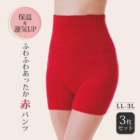 腹巻 パンツ レディース 腹巻き 妊娠 ふわふわあったか赤パンツ 赤 LL-3L 3枚組 腹巻パンツ 冷えとり お腹 温める グッズ 腹巻き付きパンツ あったか 毛糸のパンツ 冷え性 健康 かわいい 可愛い 下着 インナー 秋 冬 あたたかい 妊婦