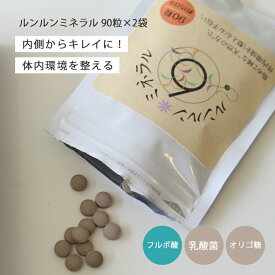 サプリメント タブレット フルボ酸 ルンルンミネラル（90粒×2袋） 乳酸菌 オリゴ糖 アシドフィルス菌 ミネラル 健康 美容 日本製