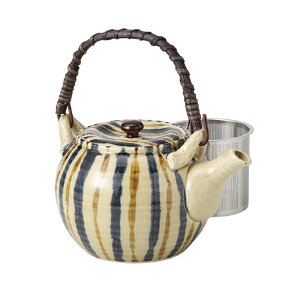 急須 土瓶 二色十草・緑釉水玉 SS5号土瓶大 シンプル グリーン 緑 お茶 取っ手 スーパーステンレス 水玉 ドット来客 お手入れ簡単 陶器 茶こし付き 人気 日本製