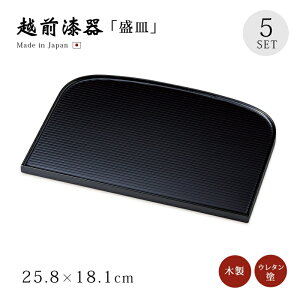 皿 和食器 盛皿 セット 5枚 日本製 来客 越前漆器 シンプル 上品 器 漆器 木製 おすすめ 袖型盛皿 黒 5枚組 12-07607