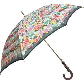 レディース 傘 雨傘 長傘 日本製 ジャンプ式 ワンタッチ 親骨60cm 甲州産ほぐし織り使用 全面花柄 日本製ジャンプ式雨傘 フラワー 女性