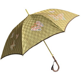 傘 レディース 親骨60cm 8本骨 甲州産朱子ほぐし織り使用 6駒蝶柄 日本製ジャンプ式雨傘