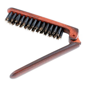 携帯用 豚毛二つ折りヘアーブラシ BC-85a 保護ケース付き 折りたたみ式ヘアーブラシ hairbrush 優れものA