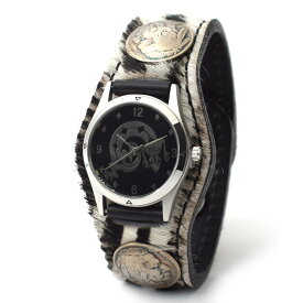 KC,s ケイシイズ 時計 スリーコンチョ ウォッチブレス ゼブラ 牛毛皮 KIR520 腕時計 ブレスレットウォッチ 革ベルト メンズ レディース KC'S ケイシーズ ケーシーズ 本革 ブランド [メーカー取り寄せ商品][優れものA]