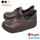 《1500円〜最大4000円OFFクーポン》 リゲッタ 靴 レディース 歩きやすい 厚底 手を使わずに履ける 靴 ひも ハンズフリー SuttOn スットン レースアップ シューズ 紐靴 黒 きれいめ おしゃれ 痛くない 軽い 履きやすい 立ち仕事 疲れない 幅広 日本製