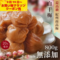 【お買い物マラソン クーポン有】無添加 梅干し 紀州南高梅 つぶれ梅 白干梅 800g ×1パック 訳あり 昔懐…