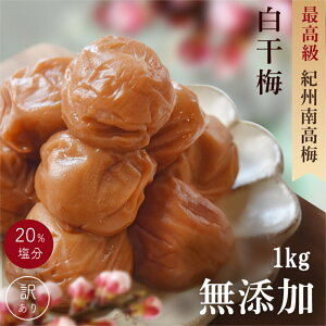 無添加 梅干し 紀州南高梅 つぶれ梅 白干梅 1kg ×1パック(合計1000g) 訳あり 昔懐かし すっぱい梅干 塩梅 熱中症 予防 塩分約20% 南高梅 備蓄 うめぼし グルメ ご飯のお供