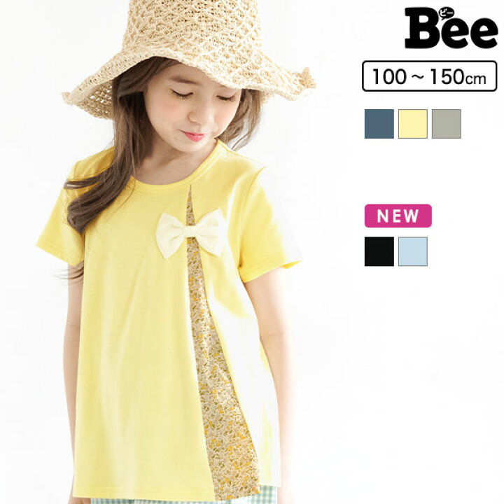 楽天市場 22年ss新作 子供服 子ども服 こども服 キッズ 女の子 トップス 切り替え リボン 柄 半袖 春 夏 100 110 1 130 140 150 リボントップス 韓国 子供服のbee