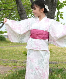 【浴衣・甚平タイムセール　16日9:59まで】浴衣3点セット セパレート ワンピース 簡単 子供服 キッズ ジュニア 女の子 花火大会 お祭り 100cm 110cm 120cm 130cm 140cm 150cm