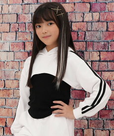【クーポンで50％OFF】重ね着風トップス パーカー フード 長袖 子供服 キッズ ジュニア 女の子 無地 ライン 100cm 110cm 120cm 130cm 140cm 150cm