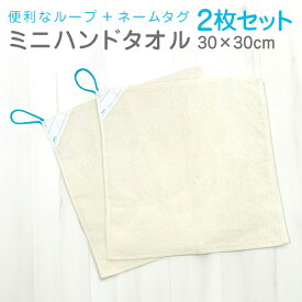 ミニ タオル ループ タオル 保育園 2枚セット ミニ タオル ループ 付き タオル 紐付き タオル ミニ タオル ハンカチ 保育園 タオル 30×30cm 無地 ループ付き ハンドタオル ハンカチタオル 赤ちゃん 手口拭き ベビー よだれ対策 パイル 保育園 入園準備 |メール便送料無料