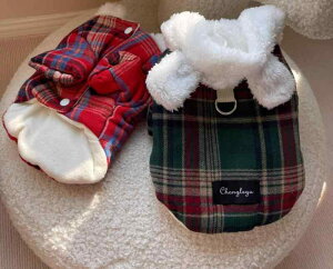 犬用 猫用 フード付き 外出用 チェック柄 2本足服 ベスト リード付け可能 防寒着 小型 子犬 子猫 犬 猫 かわいい ペット 秋服 冬服 フリース カジュアル コート アウター お揃い 散歩 愛犬 愛