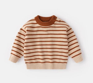 女の子 男の子 キッズ カジュアル ストライプ 柄 ニット プルオーバー セーター 秋冬 新作 子供服 ファッショナブル 韓国 お洒落 可愛い かわいい カジュアル 小さいサイズ 赤ちゃん ラウン