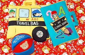 布絵本MY ABC TRAVEL BAG/SCHOOL BUS&MY SCHOOL BOOKおまけ付きバスケットプレイヤーズプレイ&ラーンギフトセット【知能開発レッスンブック】選んで!!無料ギフトラッピング