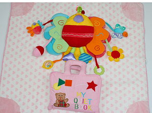 ギフトラッピング無料サービス【知能開発レッスンブック】布絵本布おもちゃブランケットMY QUIET BOOKベア ピンクピヨピヨバードハート柄ブランケット ピンク3点組みハートフルギフトセット