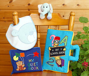 布絵本MY SCHOOL BOOK&MY QUIET BOOK ベアブルー&おまけ付きおしゃれなビブ&ふわふわぬいぐるみファンタイムギフトセット知能開発レッスンブック幼児教育英語教育選んで!!無料ギフトラッピング