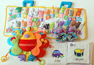 布絵本布のおもちゃ英語刺しゅう版MY ANIMAL ABC TRAIN ブルー&MY ABC book&ことりのアクティビティトイ・ピヨピヨバード&おまけ付きハートフルギフトセット英語教育幼児教育選んで!! 無料ギフト