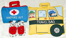 布絵本MY ABC TRAVEL BAG/SCHOOL　BUS&布おもちゃDOCTOR'S KIT&おまけ付きルームシューズファンタイム・プレイ&ラーンギフトセット【知能開発レッスンブック】幼児教育選んで!!無料ギフトラッピング