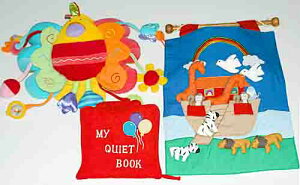 布絵本MY QUIET BOOKバルーン刺しゅう版訳あり&アクティビティトイピヨピヨバード&おまけ付き 壁掛けノアのはこぶねハッピーギフトセット知能開発レッスン選んで!! 無料ギフトラッピング
